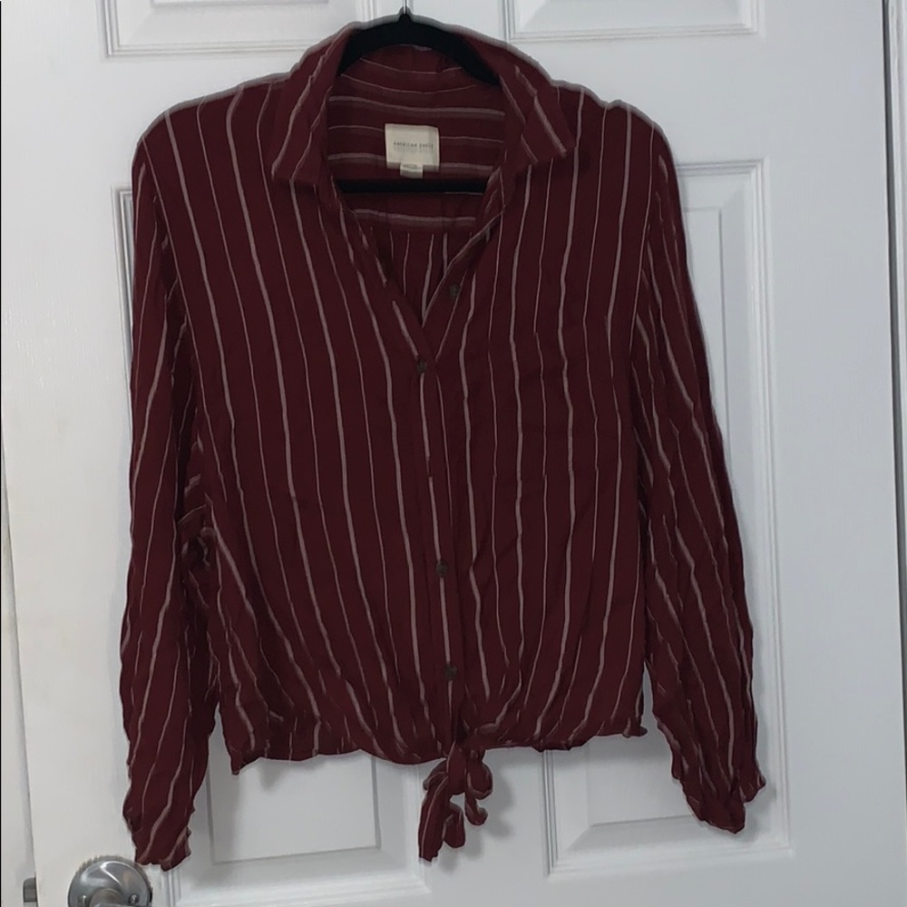 Striped Balloon Sleeve Top